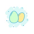 Cartoon colored egg icon in comic style. Eggshell illustration p
