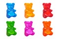 Cartoon colored jelly bears. Chewing marmalade. Fruit gummy. Kids chewy sweets. Animal shaped desserts. Elastic bright