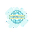 Cartoon colored made in Australia icon in comic style. Australia Royalty Free Stock Photo