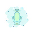 Cartoon colored microphone icon in comic style. Mic illustration