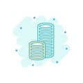 Cartoon colored money icon in comic style. Dollar money illustration pictogram. Coin sign splash business concept.