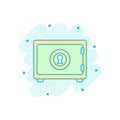 Cartoon colored money safe icon in comic style. Deposit money il