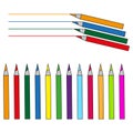 Cartoon colored pencils draw. Education concept. Color palette concept. Vector illustration. stock image.