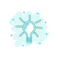 Cartoon colored sketch light bulb icon in comic style. Hand draw Royalty Free Stock Photo