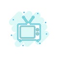 Cartoon colored tv icon in comic style. Television illustration