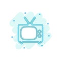 Cartoon colored tv icon in comic style. Television illustration