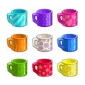 Cartoon colorful bright tea cup icons Royalty Free Stock Photo