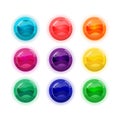 Cartoon colorful buttons set for mobile games. Royalty Free Stock Photo