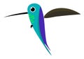 Cartoon colorful colibri bird vector or color illustration