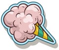 Cartoon cotton candy vector sticker icon