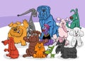 cartoon colorful dogs and puppies characters group