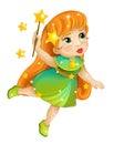 Cartoon colorful fairy flying holding wand Royalty Free Stock Photo