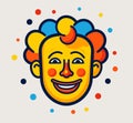 Cartoon strange scary grinning Clown with sinister smile Vector