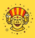 Cartoon strange scary grinning Clown with sinister smile Vector