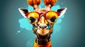Cartoon Colorful Giraffe with Sunglasses Playful and Fun