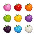 Cartoon colorful glossy berry icons.