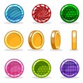 Cartoon colorful glossy Coin set, game animation Royalty Free Stock Photo