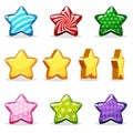 Cartoon colorful glossy stars set, game animation Royalty Free Stock Photo