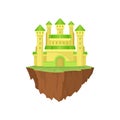 Cartoon colorful island castle on white background. Royalty Free Stock Photo