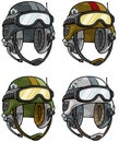 Cartoon modern army helmet vector icon set