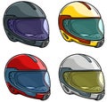 Cartoon motorcycle racing helmet vector icon set Royalty Free Stock Photo