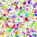 Cartoon colorful overlapping stars seamless pattern on white background Royalty Free Stock Photo