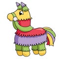 Cartoon colorful pinata illustration on white background