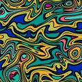 Cartoon colorful psychedelic wavy seamless pattern