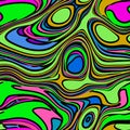 Cartoon colorful psychedelic wavy seamless pattern