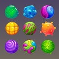 Cartoon colorful slimy balls. Funny slime bubbles for game design.