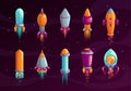 Cartoon colorful space missile set. Royalty Free Stock Photo