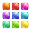 Cartoon colorful square glossy buttons set. Royalty Free Stock Photo