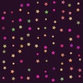 Cartoon colorful stars seamless pattern in pink yellow and green on dark background Royalty Free Stock Photo