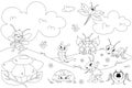 Cartoon coloring book page with for kids Royalty Free Stock Photo