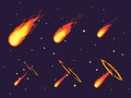 Cartoon Comet Effect Stages Set. Vector