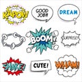 Cartoon comic book text. stickers set Royalty Free Stock Photo