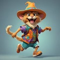 Cartoon comic creature running gopher rodent puppy dog happy pet