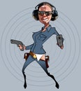 Cartoon comic female police officer with guns