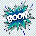 Cartoon comic graphic design for explosion blast dialog box background with sound BOOM.