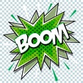 Cartoon comic graphic design for explosion blast dialog box background with sound BOOM.