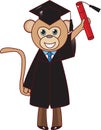 Cartoon a comic illustration of monkey school graduate,