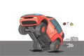 Cartoon comic red suv car driving behavior concept