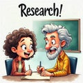 Cartoon comic school teacher character research development education knowledge researcher organization team learning Royalty Free Stock Photo