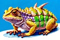 Cartoon comic smile armor horned toad creature lizard reptile Royalty Free Stock Photo
