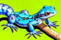 Cartoon comic smile blue gecko lizard reptile colorful artist sketch Royalty Free Stock Photo