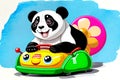 Cartoon comic smile bumper car toy carnival ride fun clipart Royalty Free Stock Photo