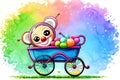 Cartoon comic smile car infant baby buggy toy fun clipart Royalty Free Stock Photo