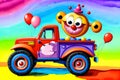 Cartoon comic smile car toy 4x4 pickup fun party balloon celebration clipart