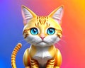 Cartoon comic smile feline kitty crouching orange stripe color