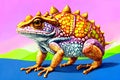 Cartoon comic smile horned horny toad lizard reptile art Royalty Free Stock Photo
